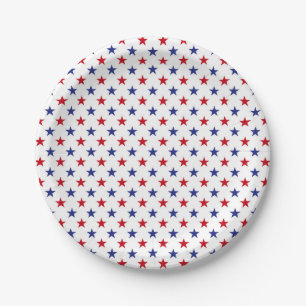 Assiettes En Carton Étoiles Patriotique Rouge Blanc Bleu
