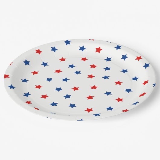 Assiettes En Carton Étoiles patriotiques (Angle)