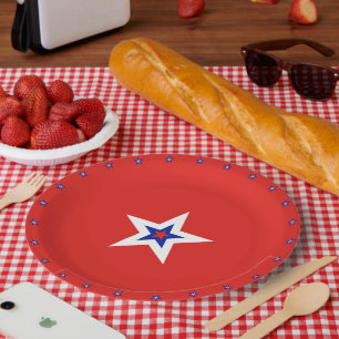 Assiettes En Carton Étoiles patriotiques américaines en rouge