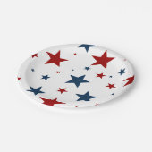 Assiettes En Carton Étoiles patriotiques en rouge blanc et bleu Motif (Angle)