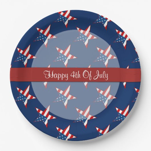 Assiettes En Carton Étoiles Patriotiques Quatrièmement De Juillet Plaq (Devant)