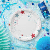 Assiettes En Carton Étoiles patriotiques rouges blanches et bleues (Fête)