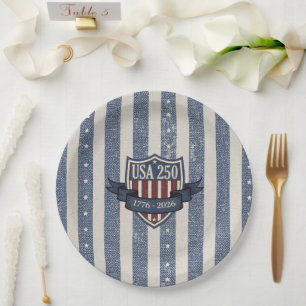 Assiettes En Carton Étoiles rayures Vintage Americana USA 250 ID1306