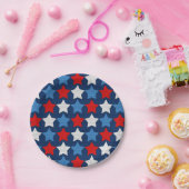 Assiettes En Carton étoiles rouges blanches et bleues (Fête)