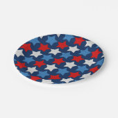 Assiettes En Carton étoiles rouges blanches et bleues (Angle)