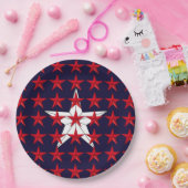 Assiettes En Carton Étoiles rouges patriotiques sur plaque de papier b (Fête)