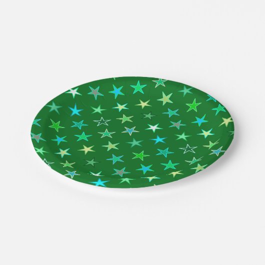 Assiettes En Carton Étoiles scintillantes modernes, émeraude et vert c (Angle)