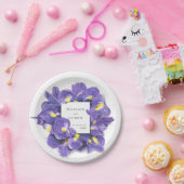 Assiettes En Carton Étonnant violet Irises Aquarelle Floral Mariage (Fête)