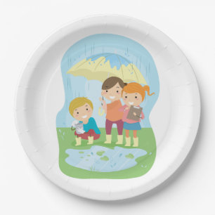 Assiettes En Carton Étude scientifique de la nature sous la pluie pour