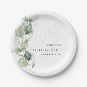 Assiettes En Carton Eucalyptus 80e anniversaire Aquarelle Foliage