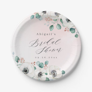 Assiettes En Carton Eucalyptus anemone floral rustique douche nuptiale