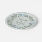 Assiettes En Carton Eucalyptus Aquarelle Sage Vert bleu foncé (Angle)