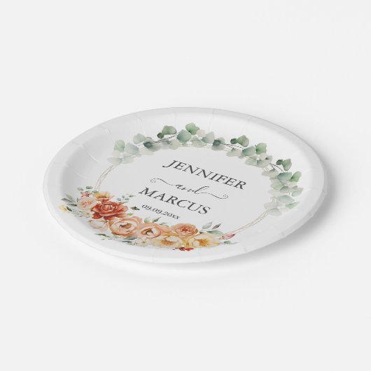 Assiettes En Carton Eucalyptus & Blooms Élégance Plaque papier (Angle)