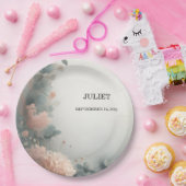 Assiettes En Carton Eucalyptus Dentelle Tulle Dusty Fête des mariées b (Fête)