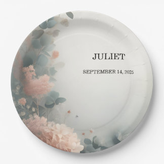 Assiettes En Carton Eucalyptus Dentelle Tulle Dusty Fête des mariées b