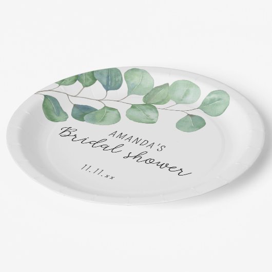 Assiettes En Carton Eucalyptus - douche nuptiale (Angle)