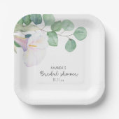 Assiettes En Carton Eucalyptus et fleur de calla - douche nuptiale (Recto)