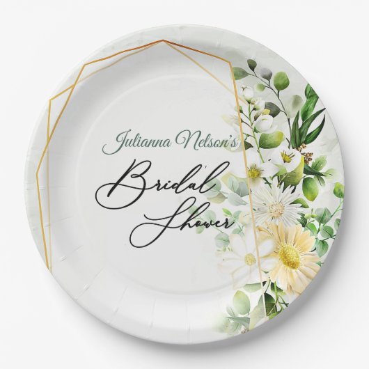 Assiettes En Carton Eucalyptus et marguerites Plaque en papier (Devant)