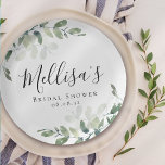 Assiettes En Carton Eucalyptus Fête des mariées aquarelle<br><div class="desc">Ces assiettes personnalisées apporteront une touche d'élégance à la douche nuptiale. Des articles de papeterie de coordination et des articles de fête sont disponibles dans notre magasin.</div>