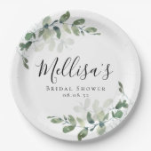 Assiettes En Carton Eucalyptus Fête des mariées aquarelle (Devant)