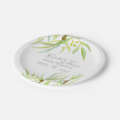 Assiettes En Carton Eucalyptus feuille aquarelle vert nuptiale douche (Angle)