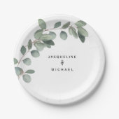 Assiettes En Carton Eucalyptus Foliage Mariage Noms modernes (Devant)