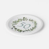 Assiettes En Carton Eucalyptus Green 50e anniversaire (Angle)