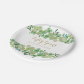 Assiettes En Carton Eucalyptus Green 50e anniversaire de Mariage d'or (Angle)