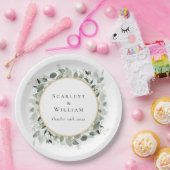 Assiettes En Carton Eucalyptus Green Sage Gold Mariage vert (Fête)