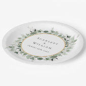 Assiettes En Carton Eucalyptus Green Sage Gold Mariage vert (Angle)