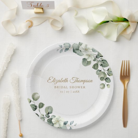 Assiettes En Carton Eucalyptus Greenery Elegant Bridal Shower (Mariage)