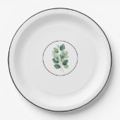 Assiettes En Carton Eucalyptus greenery elegant paper plates (Devant)
