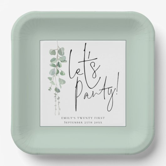 Assiettes En Carton Eucalyptus Lets Party Nom du script 21ème Parti (Recto)