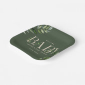 Assiettes En Carton Eucalyptus Letter Baby shower vert neutre (Angulaire)