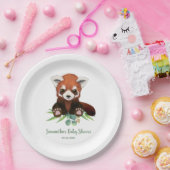 Assiettes En Carton Eucalyptus mignon Baby shower d'ours rouge Panda (Fête)