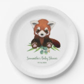 Assiettes En Carton Eucalyptus mignon Baby shower d'ours rouge Panda (Devant)