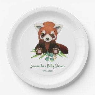 Assiettes En Carton Eucalyptus mignon Baby shower d'ours rouge Panda