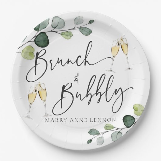 Assiettes En Carton Eucalyptus minimum Brunch et bulle (Devant)