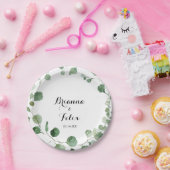 Assiettes En Carton Eucalyptus Moderne Calligraphie Mariage Gâteau (Fête)