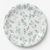 Assiettes En Carton Eucalyptus Party ou plaque de douche Mint (Devant)