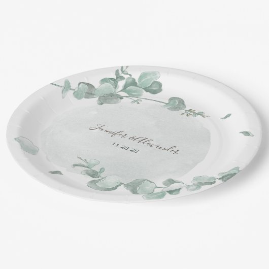 Assiettes En Carton Eucalyptus rustique (Angle)