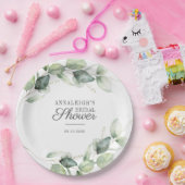 Assiettes En Carton Eucalyptus Script Greenery Botanical Bridal Shower (Fête)