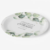 Assiettes En Carton Eucalyptus Script Greenery Botanical Bridal Shower (Angle)