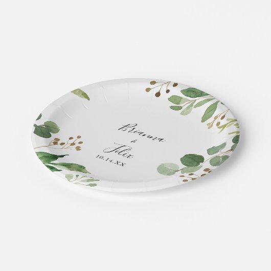 Assiettes En Carton Eucalyptus Simple Brown Mariage  Gâteau (Angle)