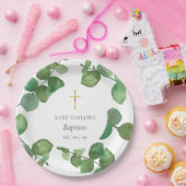Assiettes En Carton Eucalyptus Verdure Baptême Christening (Fête)