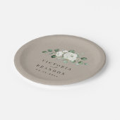 Assiettes En Carton Eucalyptus Verdure blanc floral rustique mariage (Angle)