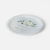 Assiettes En Carton Eucalyptus Verdure blanc floral rustique mariage (Angle)