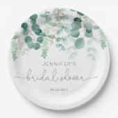 Assiettes En Carton Eucalyptus verdure élégante douche nuptiale (Devant)