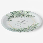 Assiettes En Carton Eucalyptus Verdure Géométrique Mariage élégant (Angle)