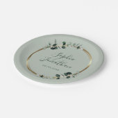 Assiettes En Carton Eucalyptus Verdure Gold Sage Mariage personnalisé (Angle)